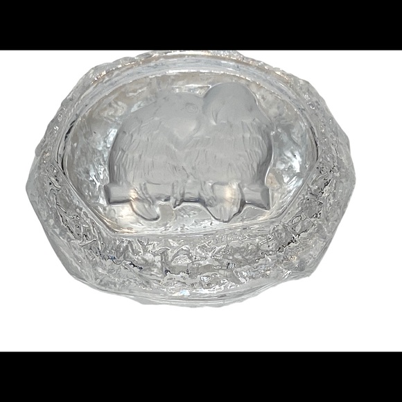 Cristal d'Arques les Inseparables Crystal Trinket Box Frosted Etched Love Birds - Picture 8 of 8